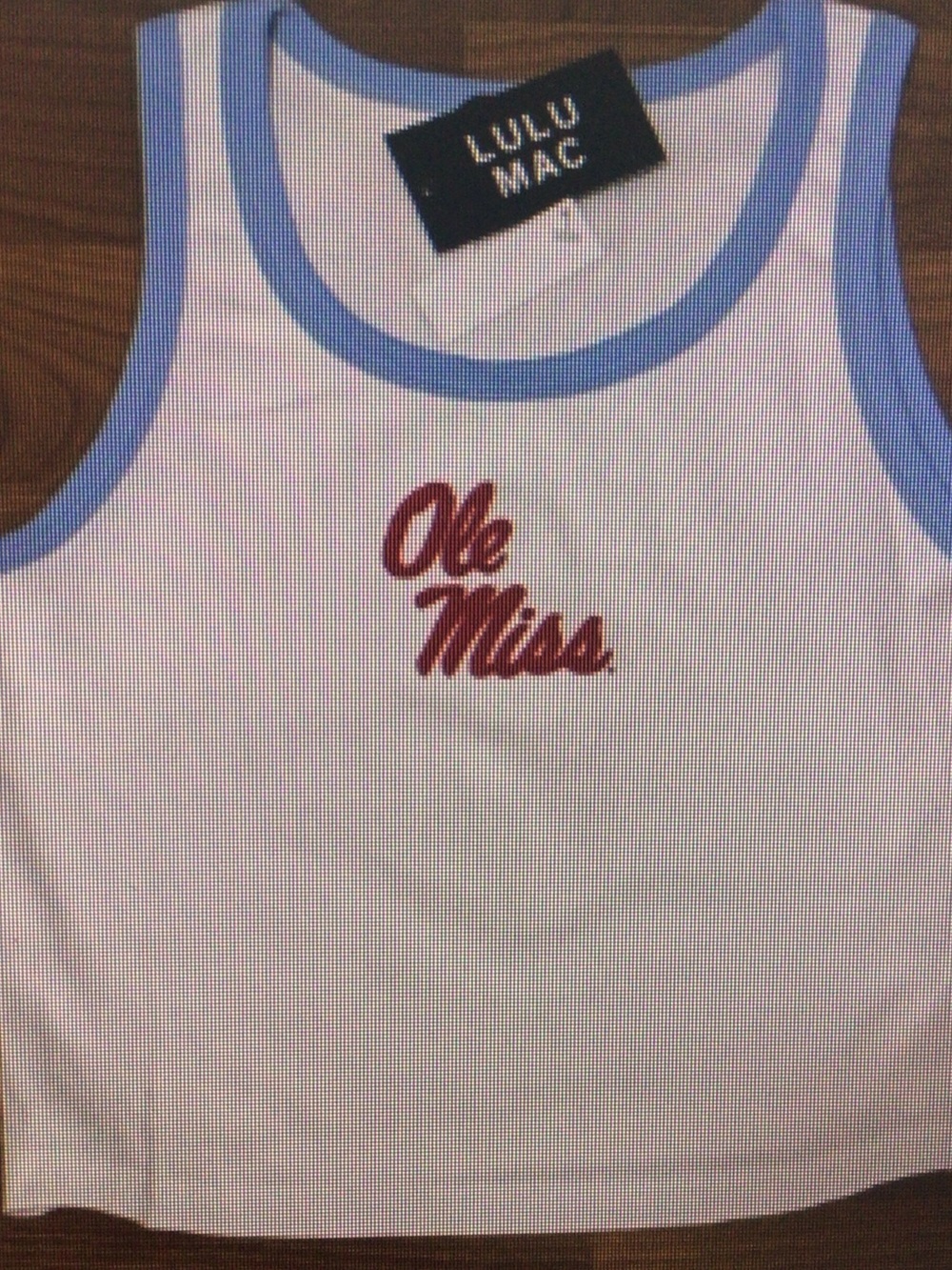 Lulu Mac Ole Miss White & Light Blue Tank